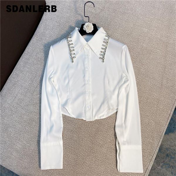 women's blouses & shirts 2021 summer elegant socialite shirt rhinestone collar long sleeve short white blouse for women camisas de muj
women's blouses & shirts 2021 summer elegant socialite shirt rhinestone collar long sleeve short white blouse for women camisas de muj