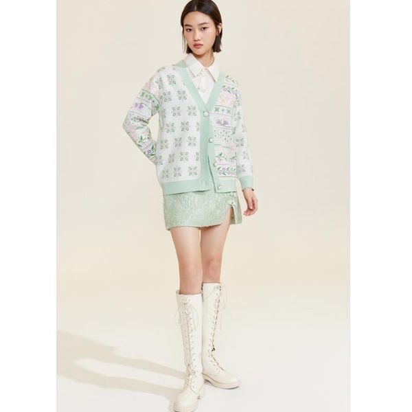 women's knits & tees maisie 2021 women sweaters cardigans knitted v-neck flowers long sleeves loose spring autumn elegant high street, White
women's knits & tees maisie 2021 women sweaters cardigans knitted v-neck flowers long sleeves loose spring autumn elegant high street, White