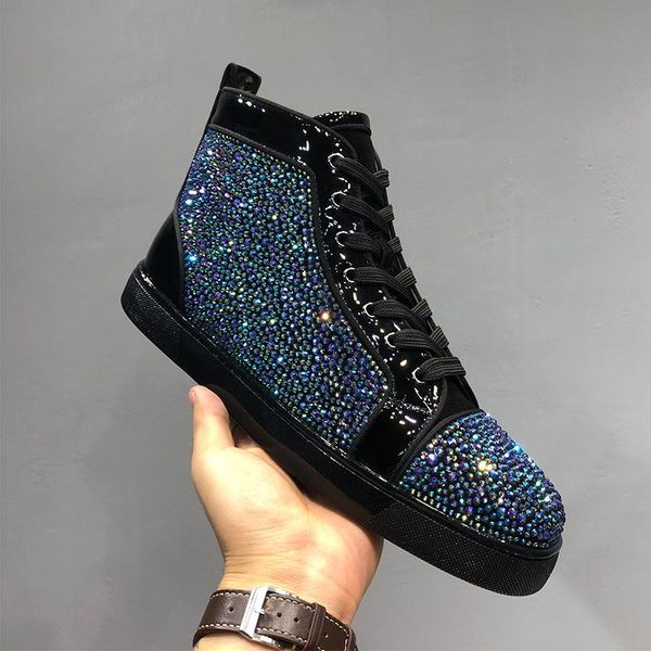 boots european station big brand men's shoes high diamond blue purple water suede red soled lovers, Black
boots european station big brand men's shoes high diamond blue purple water suede red soled lovers, Black