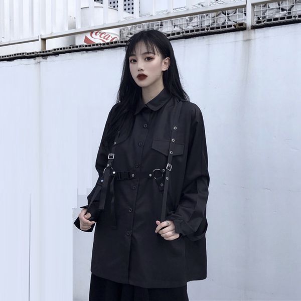 spring autumn women's black long-sleeved shirt korean ins harajuku street wild men women couple + dark bandage gd509 210506, White
spring autumn women's black long-sleeved shirt korean ins harajuku street wild men women couple + dark bandage gd509 210506, White