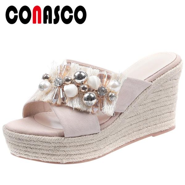 dress shoes conasco women sandals kid suede fashion string bead fringe wedges high heels platforms slippers casual woman summer, Black
dress shoes conasco women sandals kid suede fashion string bead fringe wedges high heels platforms slippers casual woman summer, Black