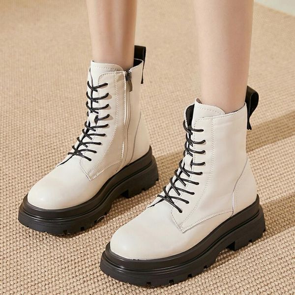 boots rimocy thick bottom lace up ankle for women soft pu leather platform motorcycle booties woman med heel short botas mujer, Black
boots rimocy thick bottom lace up ankle for women soft pu leather platform motorcycle booties woman med heel short botas mujer, Black