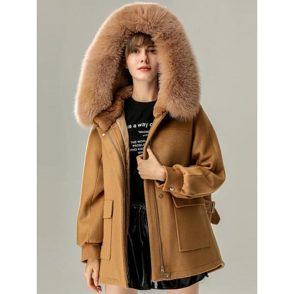 women's fur & faux 100% wool coat collar hooded female winter parkas rex liner coats warm jacket woman ropa zjt967, Black
women's fur & faux 100% wool coat collar hooded female winter parkas rex liner coats warm jacket woman ropa zjt967, Black