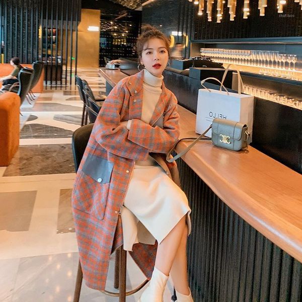 women's wool & blends winter woolen coat female korean lattice stitching loose thick long ladies cloak fashion quality casual personali, Black
women's wool & blends winter woolen coat female korean lattice stitching loose thick long ladies cloak fashion quality casual personali, Black