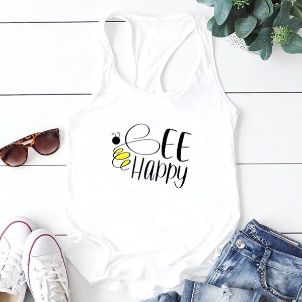 women's tanks & camis bee happy women tank funny streetwear graphic tees fashion girl ulzzang sleeveless vest kawaii drop ship, White
women's tanks & camis bee happy women tank funny streetwear graphic tees fashion girl ulzzang sleeveless vest kawaii drop ship, White