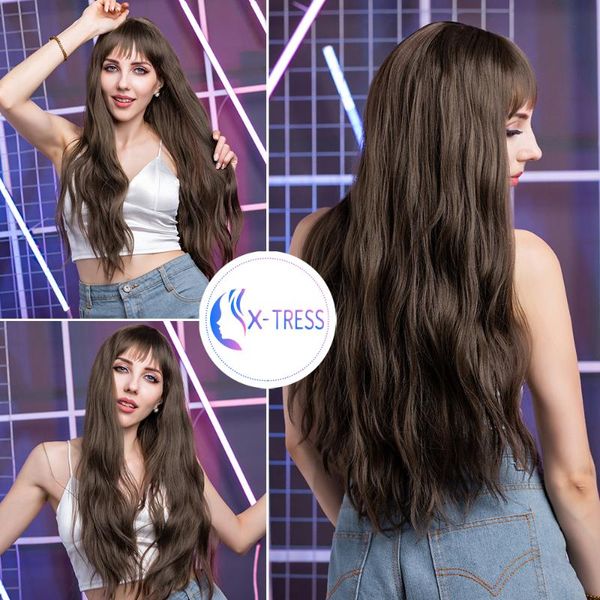 synthetic wigs ash brown colorful women's hair middle part natural wave x-tress soft wig heat resistant for daily party cosplay, Black
synthetic wigs ash brown colorful women's hair middle part natural wave x-tress soft wig heat resistant for daily party cosplay, Black