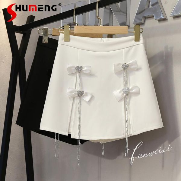 women's shorts ladies diamond heart-shaped bow tassel high waist 2021 summer elegant pure color a- line wide leg short pants, White;black
women's shorts ladies diamond heart-shaped bow tassel high waist 2021 summer elegant pure color a- line wide leg short pants, White;black