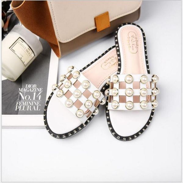 fashion women slippers flat heel mules handmade pearls ladies slides flip flops sandals 2021 summer beach, Black
fashion women slippers flat heel mules handmade pearls ladies slides flip flops sandals 2021 summer beach, Black
