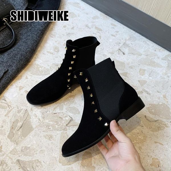boots suede leather women ankle low heels thick heel short boot ladies casual shoes metal rivets size 34-39 va197, Black
boots suede leather women ankle low heels thick heel short boot ladies casual shoes metal rivets size 34-39 va197, Black