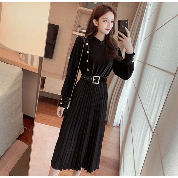 casual dresses spring and autumn gold velvet dress women fashion o-neck long sleeve slit pleated vestidos q1312 wgf7, Black;gray
casual dresses spring and autumn gold velvet dress women fashion o-neck long sleeve slit pleated vestidos q1312 wgf7, Black;gray