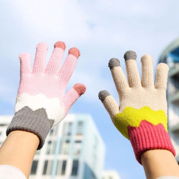 five fingers gloves 1 pair thickening full mittens cute contrast color design plus velvet wool touch screen winter warm accessories, Blue;gray
five fingers gloves 1 pair thickening full mittens cute contrast color design plus velvet wool touch screen winter warm accessories, Blue;gray