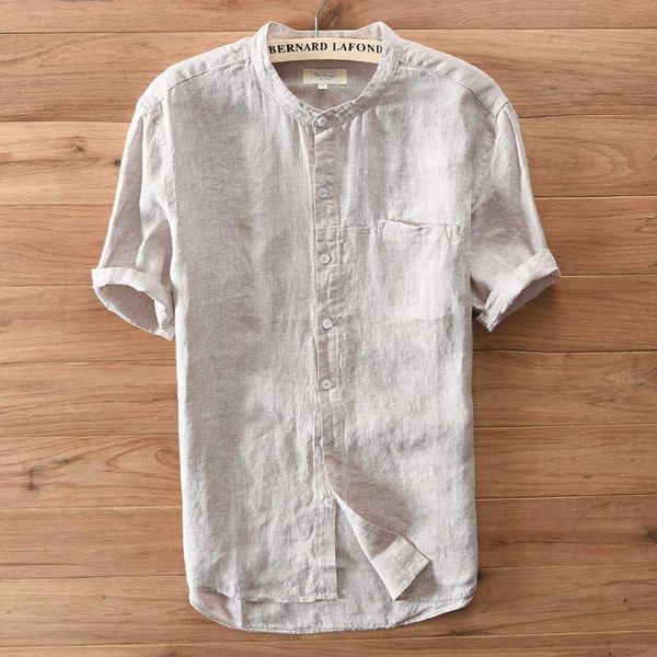men's casual shirts short sleeves linen shirt white sky blue khaki mandarin collar summer men solid for male, White;black
men's casual shirts short sleeves linen shirt white sky blue khaki mandarin collar summer men solid for male, White;black
