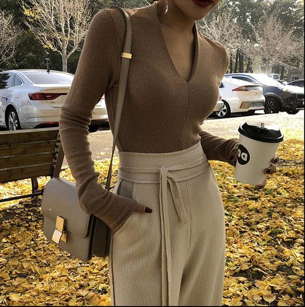 women sweater womens sweaters spring deep v neck knitted long sleeve jumpers pull femme drop high quality, White;black
women sweater womens sweaters spring deep v neck knitted long sleeve jumpers pull femme drop high quality, White;black