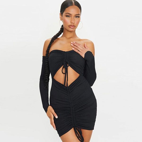 women strapless backless pleated dress female black long sleeve bodycon drawstring bandage mini dresses for party club 210517, Black;gray
women strapless backless pleated dress female black long sleeve bodycon drawstring bandage mini dresses for party club 210517, Black;gray