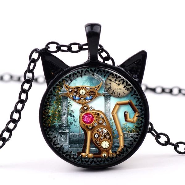 pendant necklaces steampunk clock cat glass necklace round po retro mechanical punk neck chains for women men jewelry birthday gifts, Silver
pendant necklaces steampunk clock cat glass necklace round po retro mechanical punk neck chains for women men jewelry birthday gifts, Silver