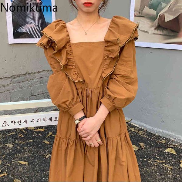 nomikuma korean sweet double ruffle dresses vintage square collar puff long sleeve vestidos spring new women dress 6e196 210427, Black;gray
nomikuma korean sweet double ruffle dresses vintage square collar puff long sleeve vestidos spring new women dress 6e196 210427, Black;gray