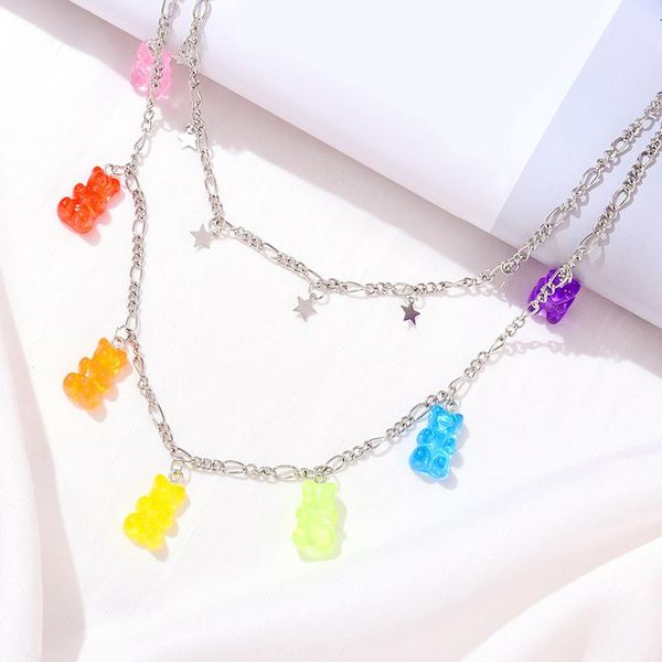 pendant necklaces candy color stars gummy mini bear chain for women cute crtoon animal pendants jewelry femme bijoux collare, Silver
pendant necklaces candy color stars gummy mini bear chain for women cute crtoon animal pendants jewelry femme bijoux collare, Silver