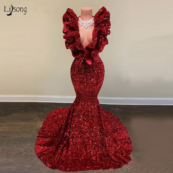party dresses long sparkly prom 2021 real v-neck sleeveless mermaid ruffles burgundy sequin african black girls dress gowns, White;black
party dresses long sparkly prom 2021 real v-neck sleeveless mermaid ruffles burgundy sequin african black girls dress gowns, White;black