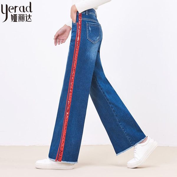 women's jeans yerad high waist wide leg women casual loose denim straight pants full length side stripe long trousers, Blue
women's jeans yerad high waist wide leg women casual loose denim straight pants full length side stripe long trousers, Blue