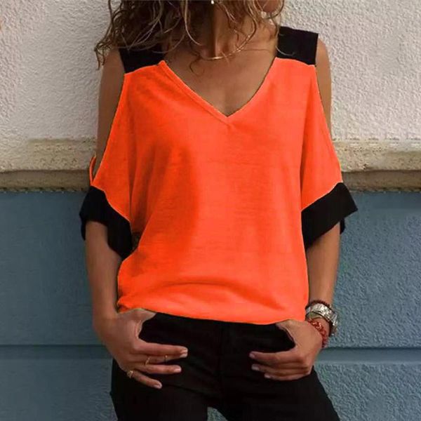 women's t-shirts summer plus size soft spliced off shoulder v neck half sleeve loose casual t-shirt, White
women's t-shirts summer plus size soft spliced off shoulder v neck half sleeve loose casual t-shirt, White