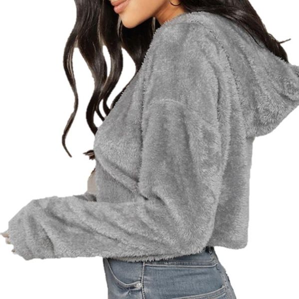 women's hoodies & sweatshirts fall winter loose fleece womens high waist short hooded women casual pullover female clothes grey s-xl, Black
women's hoodies & sweatshirts fall winter loose fleece womens high waist short hooded women casual pullover female clothes grey s-xl, Black