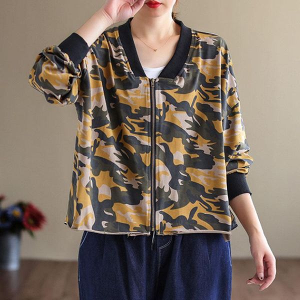 women's jackets qpfjqd ladies camouflage short coats long sleeve casual clothing spring autumn women loose cotton zipper baseball colla, Black;brown
women's jackets qpfjqd ladies camouflage short coats long sleeve casual clothing spring autumn women loose cotton zipper baseball colla, Black;brown