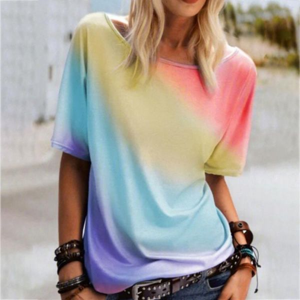 women's t-shirt 2021 arrival women casual round neck rainbow printed loose tie dye plus size s-5xl, White
women's t-shirt 2021 arrival women casual round neck rainbow printed loose tie dye plus size s-5xl, White