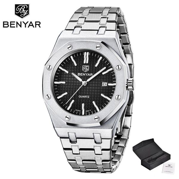 wristwatches benyar brand japan miyota movt fashion men's quartz watch stainless steel luminous waterproof sports relogio, Slivery;brown
wristwatches benyar brand japan miyota movt fashion men's quartz watch stainless steel luminous waterproof sports relogio, Slivery;brown