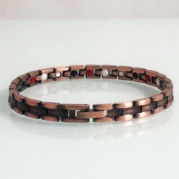 link, chain soild copper bracelets for mens women magnetic pilseira female health jewelry 6mm hand male wristband gift him sale, Black
link, chain soild copper bracelets for mens women magnetic pilseira female health jewelry 6mm hand male wristband gift him sale, Black