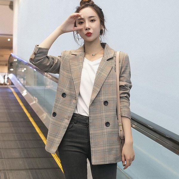plaid suit jacket female 2021 spring and autumn korean retro chic small women's suits & blazers, White;black
plaid suit jacket female 2021 spring and autumn korean retro chic small women's suits & blazers, White;black