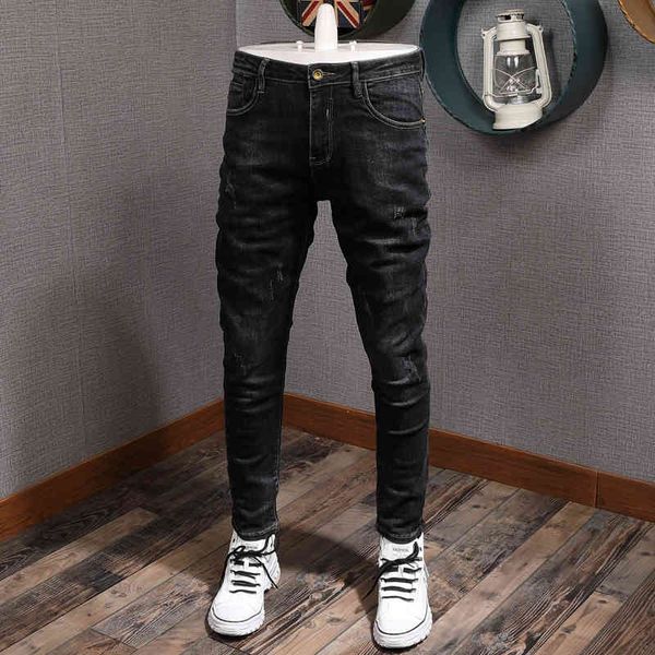 jeans newly designer fashion men jeans black elastic slim fit casual denim pencil pants korean style vintage trousers, Blue
jeans newly designer fashion men jeans black elastic slim fit casual denim pencil pants korean style vintage trousers, Blue