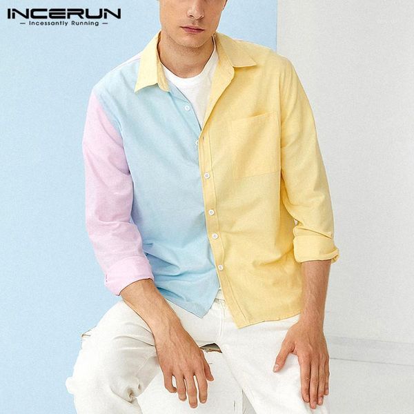 men casual shirts color block lapel long sleeve button leisure blouse streetwear patchwork 2021 fashion camisa masculina men's, White;black
men casual shirts color block lapel long sleeve button leisure blouse streetwear patchwork 2021 fashion camisa masculina men's, White;black