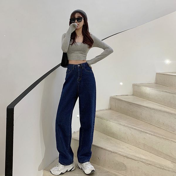 high-waist brem pants women's straight blue fashion clothes streetwear vintage length total 2021 spring
high-waist brem pants women's straight blue fashion clothes streetwear vintage length total 2021 spring
