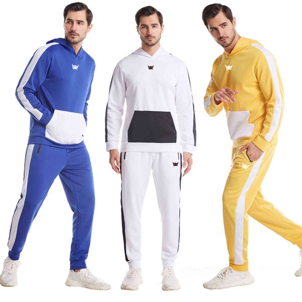 color blocking sports leisure suit men's muscle fitns trend contrast color sweater two-piece set, Gray
color blocking sports leisure suit men's muscle fitns trend contrast color sweater two-piece set, Gray