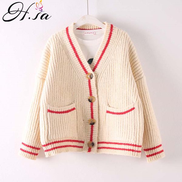 hsa women casual vneck loose style striped button up sweater female knit cardigans and jacket warm 210417, White;black
hsa women casual vneck loose style striped button up sweater female knit cardigans and jacket warm 210417, White;black