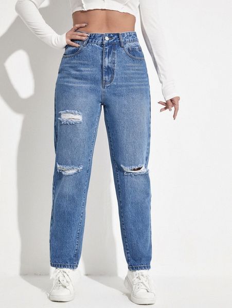high waist ripped jeans f4m7#, Blue
high waist ripped jeans f4m7#, Blue