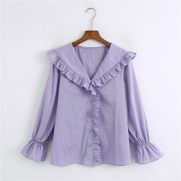 women's autumn long-sleeved solid color ruffled shirt elegant casual v-neck button women 2021 spring streetwear blouses & shirts, White
women's autumn long-sleeved solid color ruffled shirt elegant casual v-neck button women 2021 spring streetwear blouses & shirts, White