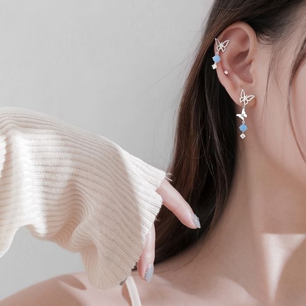 blue crystal fashion small bow earrings asymmetric personality simple temperament versatile earrings, Black
blue crystal fashion small bow earrings asymmetric personality simple temperament versatile earrings, Black