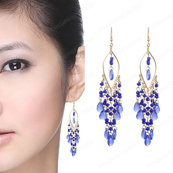 women's wedding dangle earrings colorful multi-layer water drop long earring bohemian rice beads tassel earrings beach holiday jewelry, Silver
women's wedding dangle earrings colorful multi-layer water drop long earring bohemian rice beads tassel earrings beach holiday jewelry, Silver