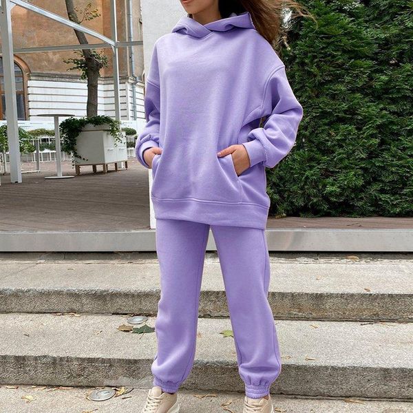 women's two piece pants tracksuit autumn plus fleece sweatshirts set casual oversized solid female sports hoodie suit long pant sets, White 
women's two piece pants tracksuit autumn plus fleece sweatshirts set casual oversized solid female sports hoodie suit long pant sets, White