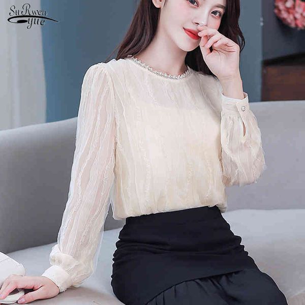 autumn korean elegant chiffon lace shirt women office lady mesh long sleeve blouse solid pullover female 10932 210508, White
autumn korean elegant chiffon lace shirt women office lady mesh long sleeve blouse solid pullover female 10932 210508, White