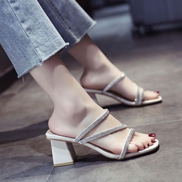 sandals women's slippers summer fashion pu patchwork bling rhinestone 6cm chunky high heel ladies elegant slip-on woman shoes, Black
sandals women's slippers summer fashion pu patchwork bling rhinestone 6cm chunky high heel ladies elegant slip-on woman shoes, Black