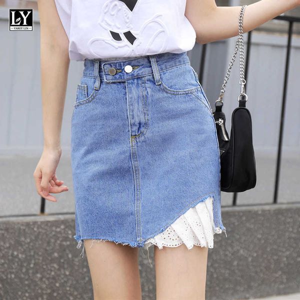 ly varey lin spring summer women denim mini skirts casual high waist irregular a-line sweet hole lace 210526, Black
ly varey lin spring summer women denim mini skirts casual high waist irregular a-line sweet hole lace 210526, Black