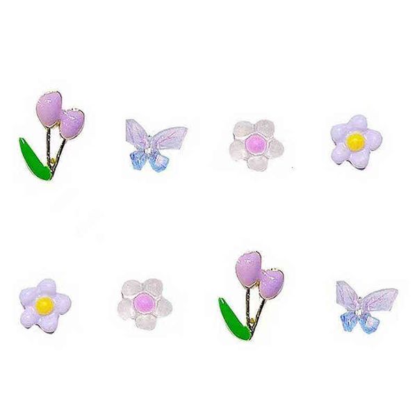 925 sier needle color small butterfly flower purple tulip earrings set wind fresh, Golden
925 sier needle color small butterfly flower purple tulip earrings set wind fresh, Golden