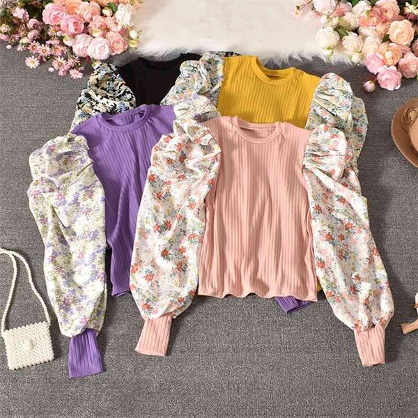 autumn style bubble shirt sleeve stitching fake two-piece floral slim slimming women hk139 210507, White
autumn style bubble shirt sleeve stitching fake two-piece floral slim slimming women hk139 210507, White