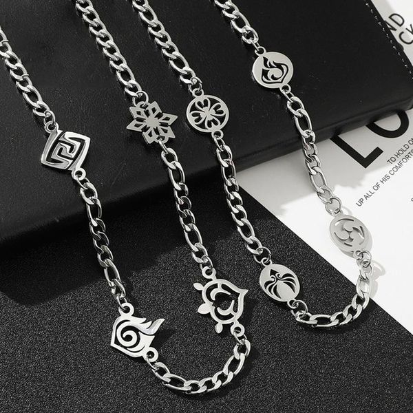 pendant necklaces hip hop genshin impact eye of god stainless steel necklace grass water wind thunder fire rock cosplay jewelry, Silver
pendant necklaces hip hop genshin impact eye of god stainless steel necklace grass water wind thunder fire rock cosplay jewelry, Silver
