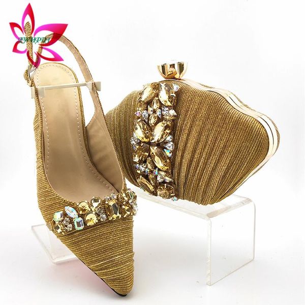 dress shoes golden color nigerian women and bag set pointed toe sandals with shinning crystal for wedding party, Black
dress shoes golden color nigerian women and bag set pointed toe sandals with shinning crystal for wedding party, Black
