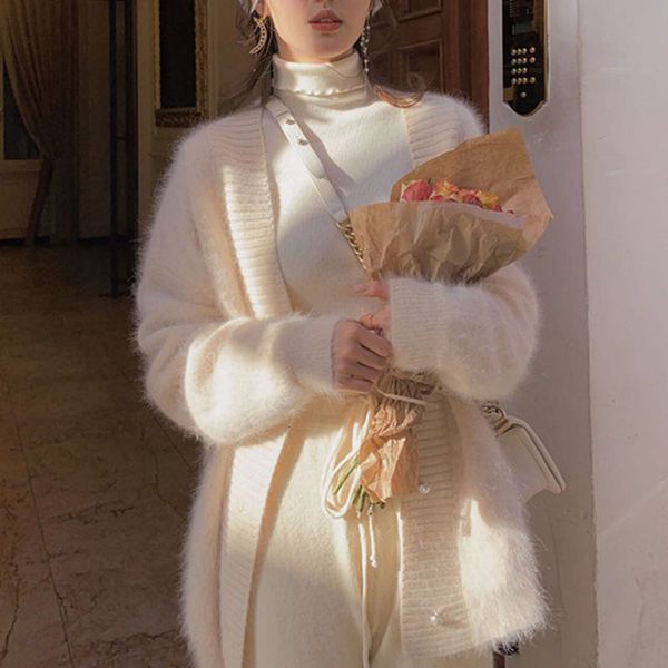 women's fur & faux wool-necked cardigan with a turtleneck, white, soft, lazy style, wool, for autumn and winter, , loose, knitted or cr, Black
women's fur & faux wool-necked cardigan with a turtleneck, white, soft, lazy style, wool, for autumn and winter, , loose, knitted or cr, Black