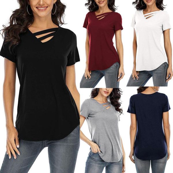 fashion all-match short-sleeved women 2021 loose v-neck solid color casual pullover women's t-shirt, White
fashion all-match short-sleeved women 2021 loose v-neck solid color casual pullover women's t-shirt, White