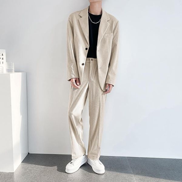 men's suits & blazers men corduroy sets jacket pant male trendy fashion vintage loose casual suit coat trousers business dress, White;black
men's suits & blazers men corduroy sets jacket pant male trendy fashion vintage loose casual suit coat trousers business dress, White;black